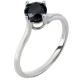 Λευκόχρυσο μονόπετρο δαχτυλίδι Κ14 με μαύρο ζιργκόν