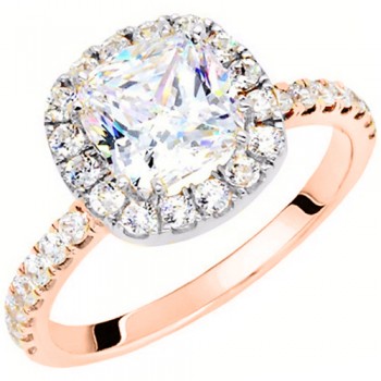 Ροζ χρυσό μονόπετρο δαχτυλίδι cushion Κ14