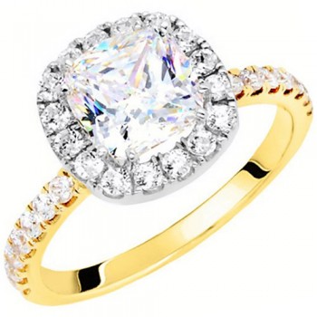 Χρυσό μονόπετρο δαχτυλίδι cushion Κ14