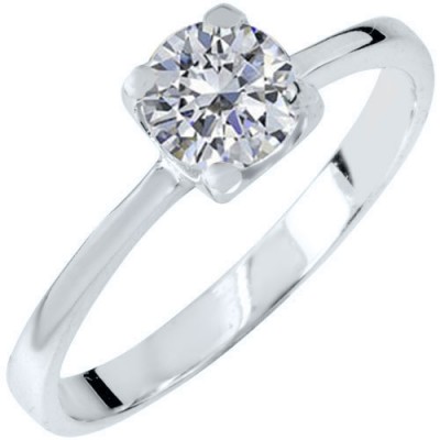 Λευκόχρυσο μονόπετρο κλασικό Κ14 με ζιργκόν