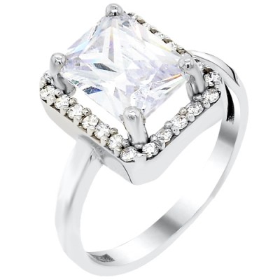 Λευκόχρυσο μονόπετρο δαχτυλίδι Κ14 με ζιργκόν