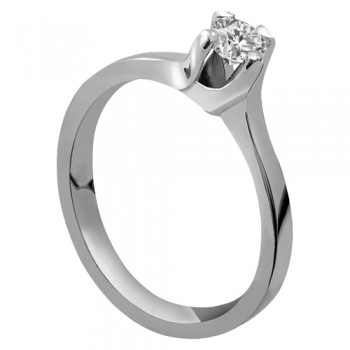 Λευκόχρυσο μονόπετρο δαχτυλίδι φλόγα Κ14