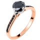Ροζ χρυσό μονόπετρο δαχτυλίδι Κ14 με μαύρα ζιργκόν