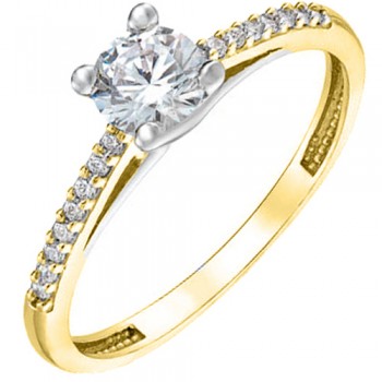 Χρυσό δαχτυλίδι μονόπετρο Κ14