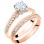 Ροζ χρυσό μονόπετρο και μισόβερο δαχτυλίδι Κ14 με ζιργκόν