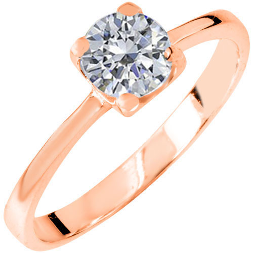 Ροζ χρυσό μονόπετρο δαχτυλίδι Κ14 με ζιργκόν