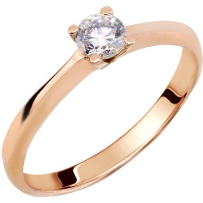 Ροζ χρυσό μονόπετρο δαχτυλίδι Κ14 με ζιργκόν