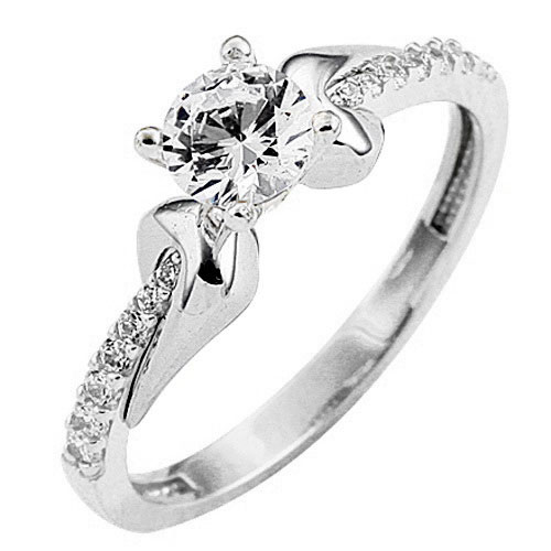 Λευκόχρυσο δαχτυλίδι μονόπετρο Κ9