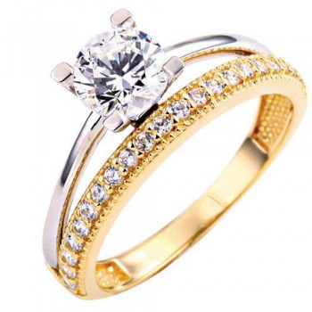 Χρυσό μονόπετρο δαχτυλίδι Κ9 με ζιργκόν