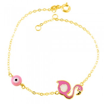 Χρυσό παιδικό βραχιόλι flamingo Κ14