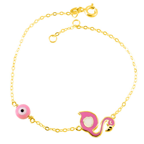 Χρυσό παιδικό βραχιόλι flamingo Κ14