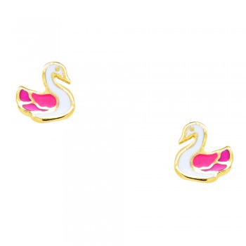 Χρυσά παιδικά σκουλαρίκια κύκνοι Κ14
