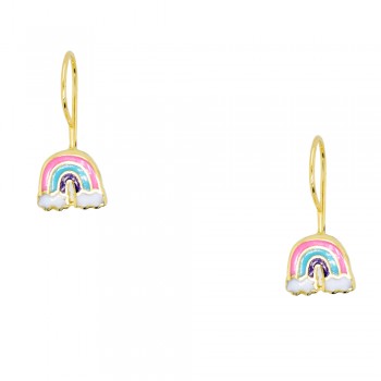 Χρυσά παιδικά σκουλαρίκια ουράνιο τόξο Κ14