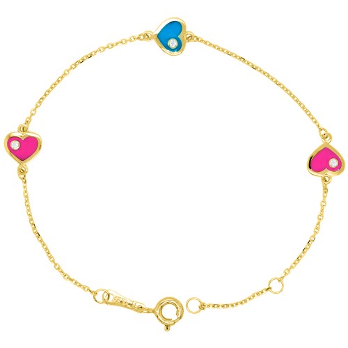 Χρυσό παιδικό βραχιόλι καρδιές Κ14