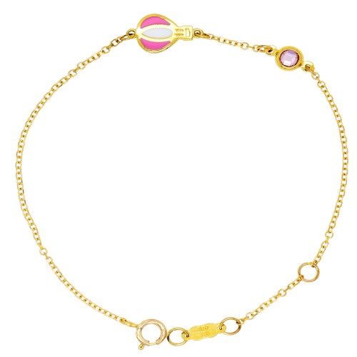 Χρυσό παιδικό βραχιόλι αερόστατο Κ9 με ζιργκόν