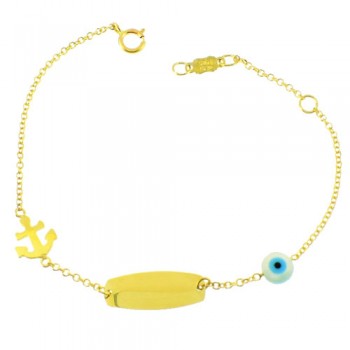 Χρυσό παιδικό βραχιόλι ταυτότητα Κ14