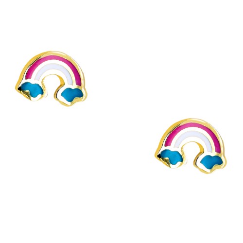 Χρυσά παιδικά σκουλαρίκια ουράνιο τόξο Κ14