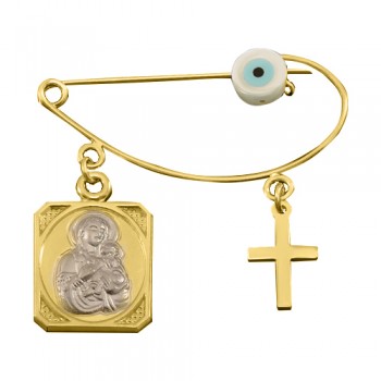 Χρυσή παραμάνα Κ9 με φυλαχτό