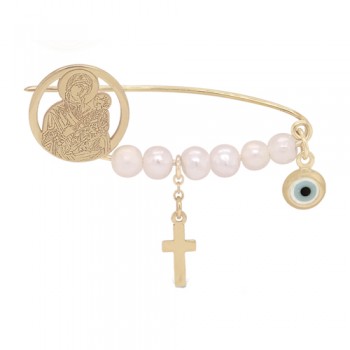 Χρυσή παιδική παραμάνα Κ9 με φυλαχτό