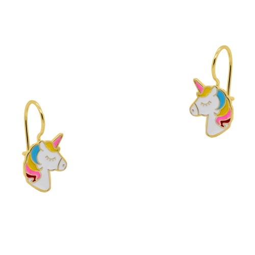 Χρυσά παιδικά σκουλαρίκια μονόκεροι Κ14