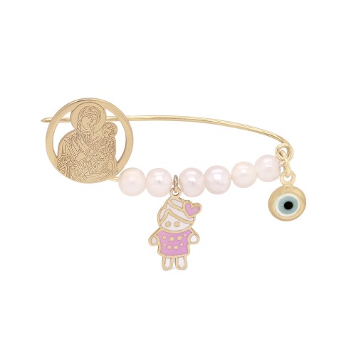 Χρυσή παιδική παραμάνα Κ9 με φυλαχτό