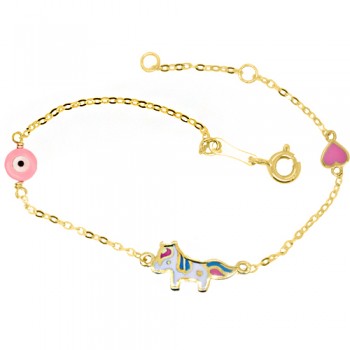 Χρυσό παιδικό βραχιόλι unicorn Κ14