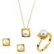 Mini set από κίτρινο χρυσό Κ14 με μαργαριτάρια