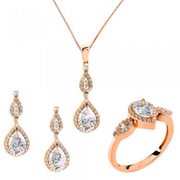 Mini set από ροζ χρυσό Κ14 με ζιργκόν
