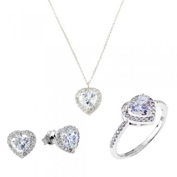 Mini set από λευκό χρυσό Κ14 με ζιργκόν