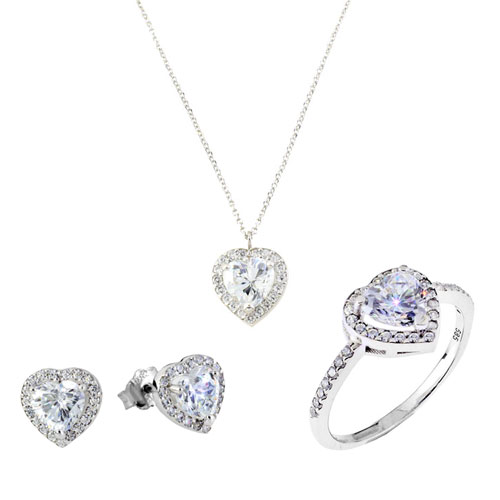 Mini set από λευκό χρυσό Κ14 με ζιργκόν