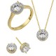 Χρυσό mini set γάμου αρραβώνα ροζέτα Κ14 με ζιργκόν