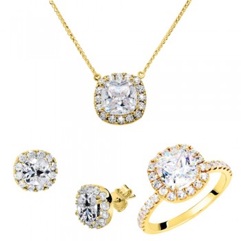 Cushion χρυσό σετ κοσμημάτων γάμου αρραβώνα Κ14