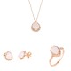 Σετ σταγόνες από ροζ χρυσό Κ14 με χαλαζία