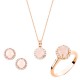 Ροζ χρυσό mini set Κ14 με χαλαζία