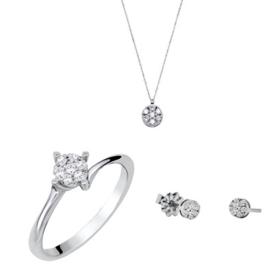 Λευκόχρυσο σετ κοσμημάτων γάμου αρραβώνα Κ18 με brilliant