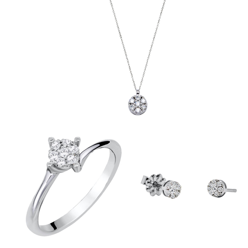 Λευκόχρυσο σετ κοσμημάτων γάμου αρραβώνα Κ18 με brilliant