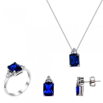 Λευκόχρυσο σετ κοσμημάτων Κ14 με κολιέ, δαχτυλίδι, σκουλαρίκια