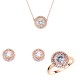 Ροζ χρυσό σετ κοσμημάτων Κ14 με κολιέ, σκουλαρίκια και δαχτυλιδι