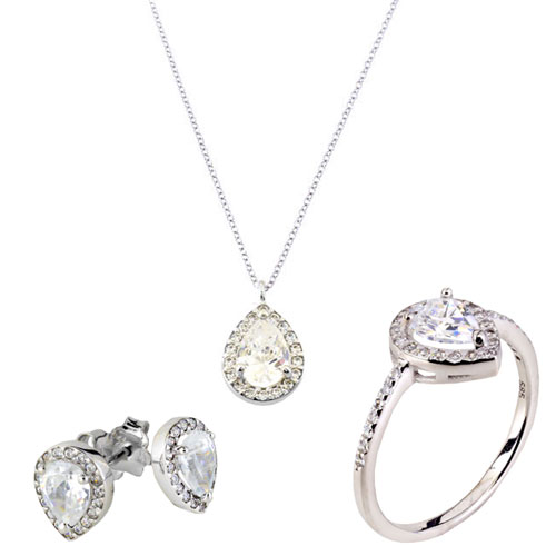 Mini set από λευκό χρυσό Κ14 με ζιργκόν