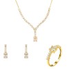 Χρυσό σετ κοσμημάτων Κ14 με κολιέ, σκουλαρίκια, δαχτυλίδι
