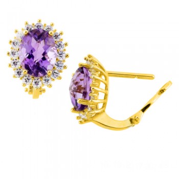 Χρυσά σκουλαρίκια  ροζετες  Κ14 με ζιργκόν