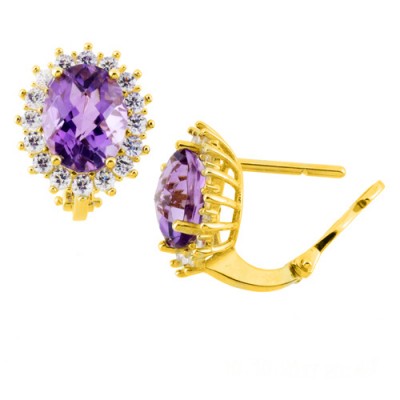 Χρυσά σκουλαρίκια  ροζετες  Κ14 με ζιργκόν