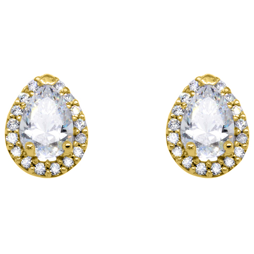 Χρυσά σκουλαρίκια σταγόνες Κ14 με ζιργκόν