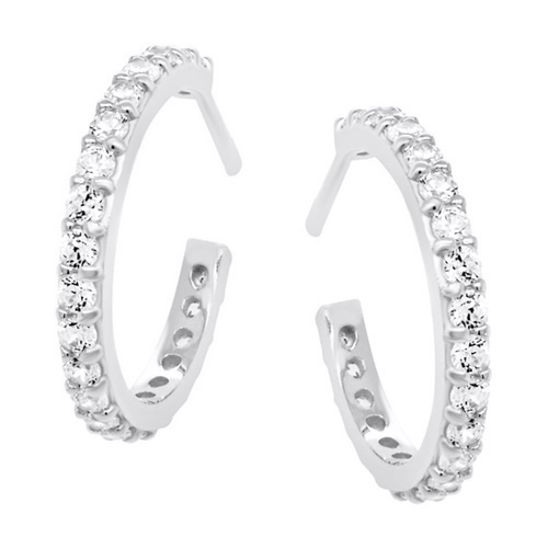 Λευκόχρυσα σκουλαρίκια κρικάκια Κ14 με ζιργκόν