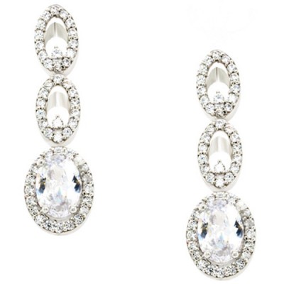 Λευκόχρυσα νυφικά σκουλαρίκια Κ14 με ζιργκόν