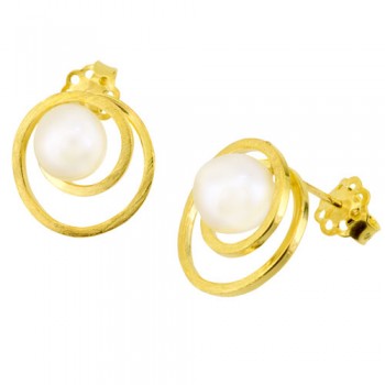 Χρυσά σκουλαρίκια Κ14 με μαργαριτάρια