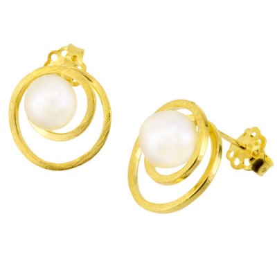 Χρυσά σκουλαρίκια Κ14 με μαργαριτάρια