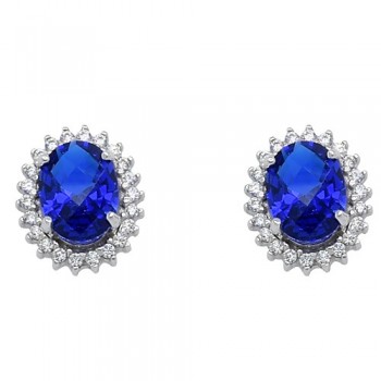 Οβάλ λευκόχρυσα σκουλαρίκια ροζέτες Κ14