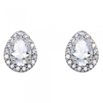 Κλασικά λευκόχρυσα σκουλαρίκια σταγόνες Κ14