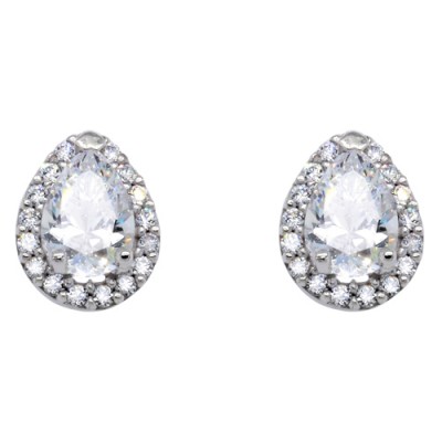 Κλασικά λευκόχρυσα σκουλαρίκια σταγόνες Κ14